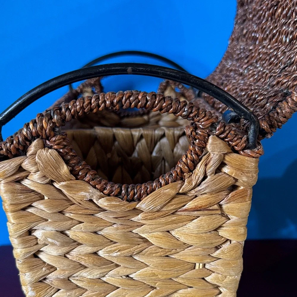 Vintage Woven Storage Basket - Brown